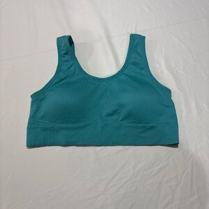 TORRID Ribbed Seamless Sports Bra Tank Top Green Bralette Textured Athletic Gym